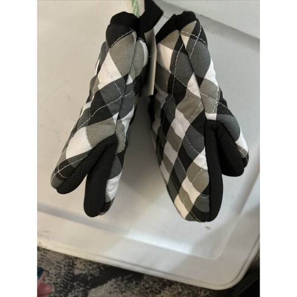 Oven Mitts Mini Black and White Checkerboard Kitchen Supply Cotton & Neoprene - Picture 2 of 6